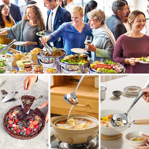 17PCS Serving Spoons and Utensils Set, Stainless Steel Serveware Silver - color: Silver