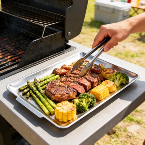 2 Pack 201 Stainless Steel Serving Platters 16x11 Inch