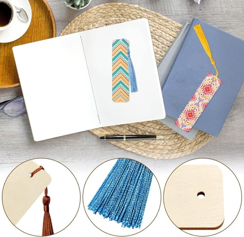 20PCS Unfinished Bookmarks Kit with 20PCS Colorful Tassels