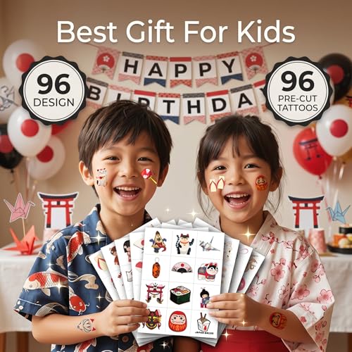 96PCS Japanese Temporary Tattoos Pre-Cut Themed
