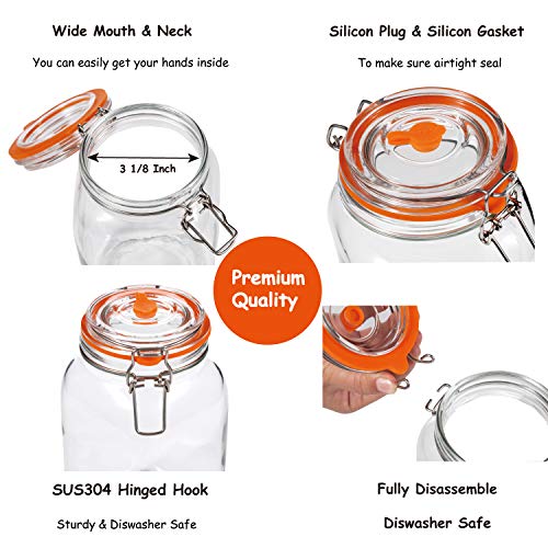 JILLMO 1.5L Wide Mouth Glass Fermentation Jar with Airlock & Weight, 2 Pack - size: 1.5 Liter