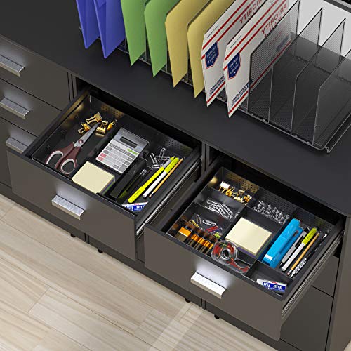 Simple Houseware Drawer Organizer Tray, 9 Adjustable Compartments, Black - color: Black, size: 1 Pack