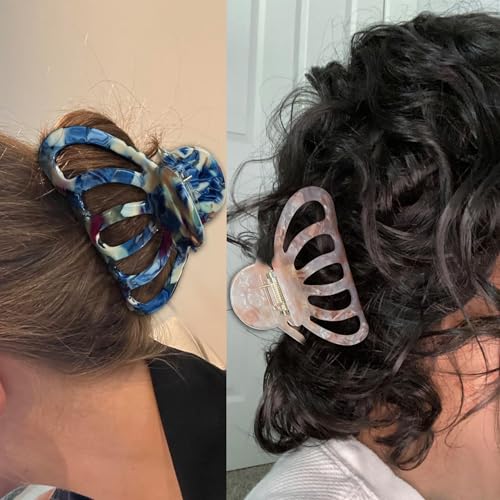 Fashion Acetate Hair Clips for Women Gilrs,2PCS Set,Marble Royalblue&Pink - color: Royalblue&Pink