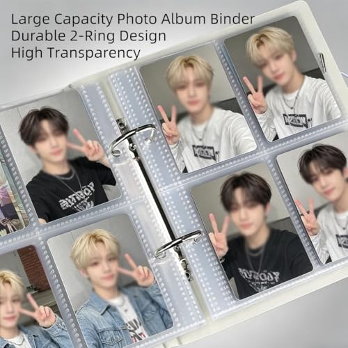 Kpop Photocard Binder 2 Pack - Holds 400 Cards, 100 Pockets per Binder (Each Pockets Holds 2 Cards), 2.5"x3.5" Small Card Album Collection Book, Top-Loading Sleeves for Trading Cards, Black & White - color: Black & White
