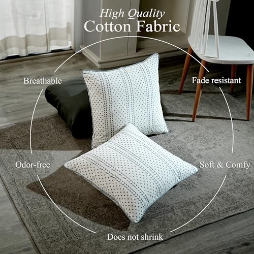 CPC Misty Grey Trelis Block Print Throw Pillow Covers 20x20 Inch, Set of 2 - color: Misty Grey Trelis, size: 18" x 18" (Pack of 2)