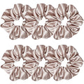 6 Pcs Satin Silk Hair Scrunchies Soft Hair Ties Fashion Hair Bands Hair Bow Ropes Hair Elastic Ponytail Holders Hair Accessories for Women and Girls (4.5 Inch, Champagne) - color: Champagne