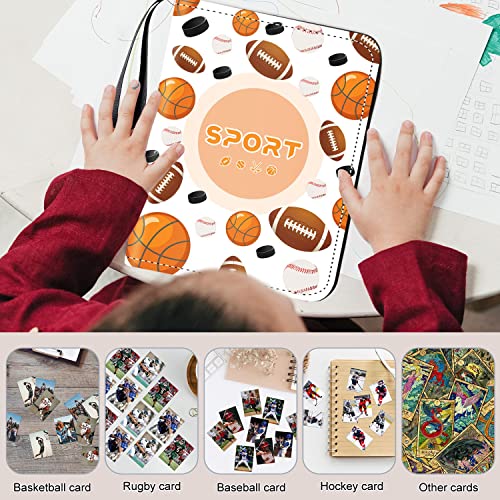 Sports Card Binder, 4-Pocket Trading Card Binder,400 Pockets Double Sided Pockets Baseball Card Binder, Football Baseball Basketball Hockey Card Collection Storage Album - color: 4-Pocket whiteball