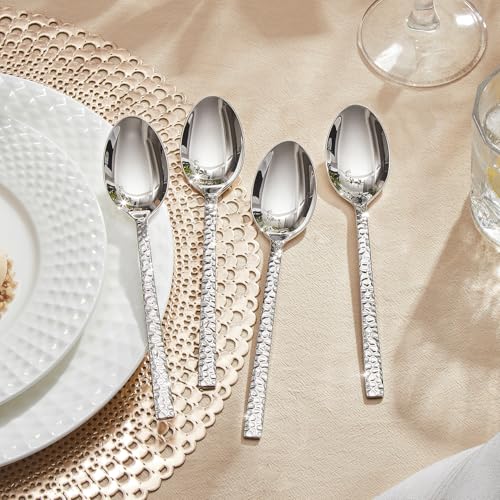 KINGSTONE 16-Piece Hammered Teaspoons Set, 7.06-Inch 18/10 Stainless Steel - size: 16-Piece