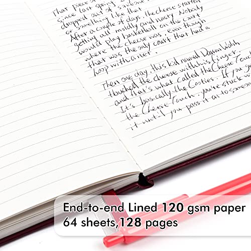 feela 5 Pack Journal Notebook Bulk for School, Hardcover Business Notebooks Classic Ruled Lined Journals with Pen Holder for Work Note Taking, with 5 Black Pens, 120 GSM, 5.1”x8.3”, A5, Wine - color: 5 Pack wine