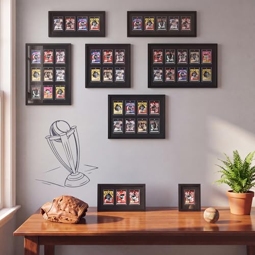 Sports Card Display Frame with Magnetic Card Holder & Tempered Glass - size: 5 Cards