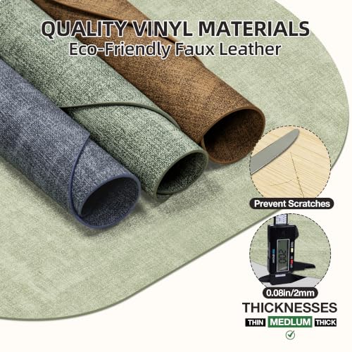 Placemats Set of 6, 17.7 x 11.8 Inch Oval Faux Leather Place Mats - color: R-sage Green