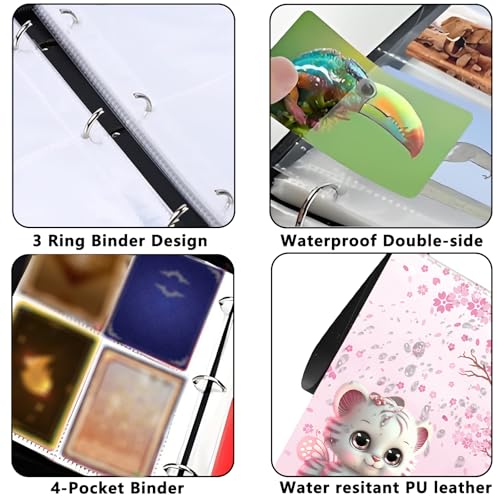 4 Pocket Trading Card Binder, Holds 400 Cards, Zipper Binder - color: Cute little tiger
