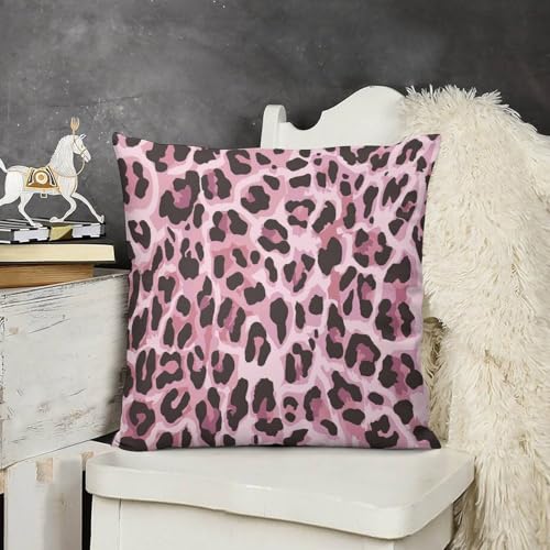 Pink Black Leopard Print Throw Pillow Covers Home Decor Cute Cheetah Print Decorative Pillowcase Cushion Cover for Bed Sofa Couch 16x16in - color: Black-pink, size: 16" x 16" (Pack of 2)