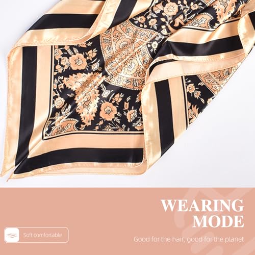 35 Inches Silk Head Scarf-Satin Hair Scarves Silk Bandana Scarf Headscarf for Women's Fashion Scarves - color: Camel-large Cashews