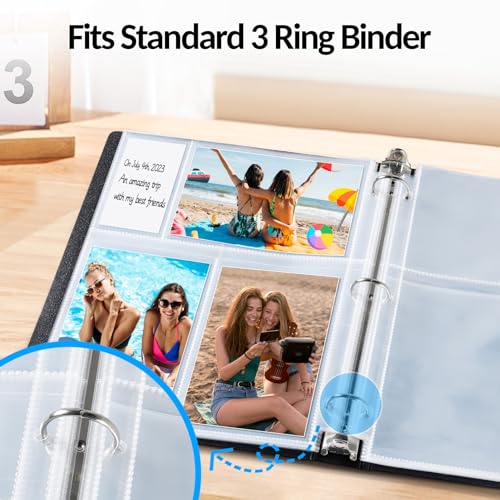 Fabmaker 60 Pack 4x6 Photo Sleeves for 3 Ring Binder, Hold 360 Photos