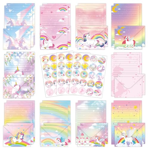 FUNCLASS 160 Pcs Unicorn Stationery Set Letter and Envelopes - color: Unicorn