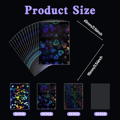 100pcs Holographic Card Sleeves Trading Card Sport Games