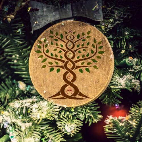 FINGERINSPIRE Tree of Life Stencil with a Paint Brush 11.8x11.8Inch Reusable Chakras Stencil PET Chakras Tree Decoration Template Plant Theme Template for Painting on Wood Wall Floor Furniture - style: Chakras Style The Tree of Life