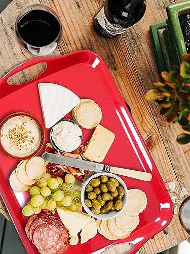 KAQAHIDO Large Melamine Serving Trays for Eating, Set of 2, Red - color: Red