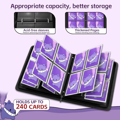 4 Pocket Purple Trading Card Binder, 3-Ring Card Album - color: Purple, size: Small