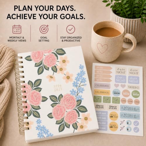 WORLD TRAVELER Academic Planner School Organizer Jul 2026-Dec 2027, 7"x9" - color: Pink Floral