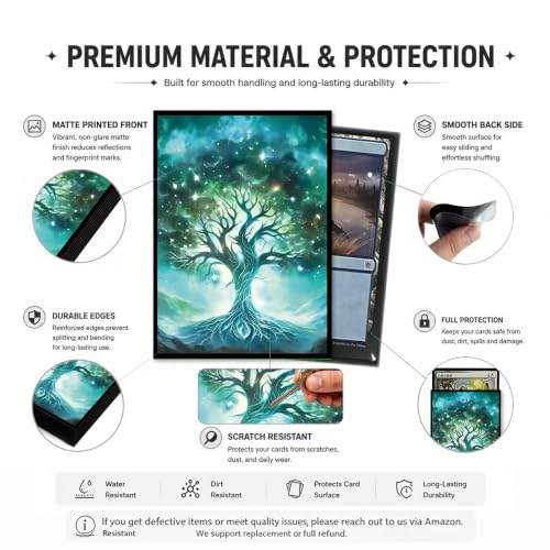 100 PCS TCG/MTG Card Sleeves, Matte Back Anti-Slip & Easy Shuffling Applicable to OCG CCG DTCG PTCG, 2.6 x 3.6 in Standard Size Cards (Tree) - color: Tree