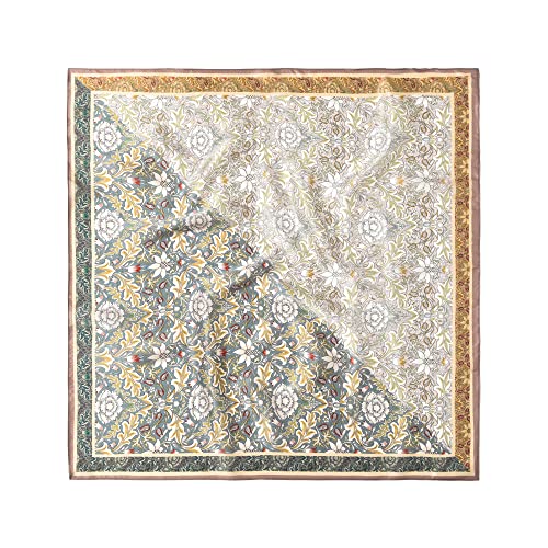 100% Mulberry Silk Scarf - 25.6" Square Neckerchief & Headscarf Gift Packed - color: Decor