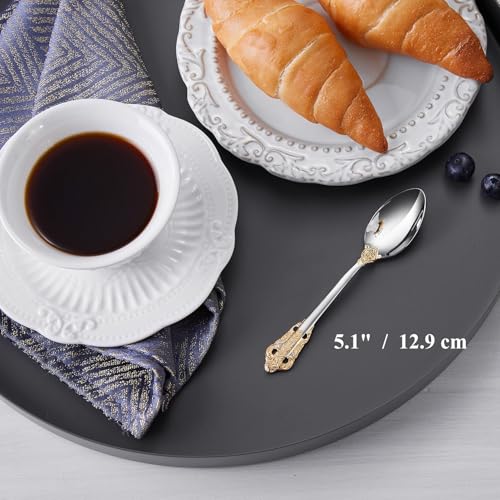 KEAWELL Luxurious 6-Piece 5.1-Inch Espresso Spoon Set (Gold Accent) - color: Gold Accent