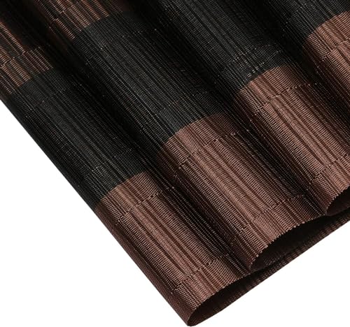 SHACOS Table Runners Woven Vinyl PVC Table Runner 12 x 36 inch Wipe Clean Bamboo Weave Countertop Table Decor Mats Indoor Outdoor, Ombre Coffee Black - color: Ombre Coffee Black, size: Table Runner 12 x 36 inch