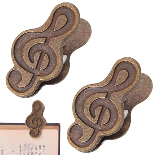 CRASPIRE 2Pcs Musical Note Theme Journal Clip Antique Bronze Metal Paper Clips Notebook Vintage Page Holder Decorative Clamp Document Office School Travelers Organizer Home DIY Accessories - style: Music Note