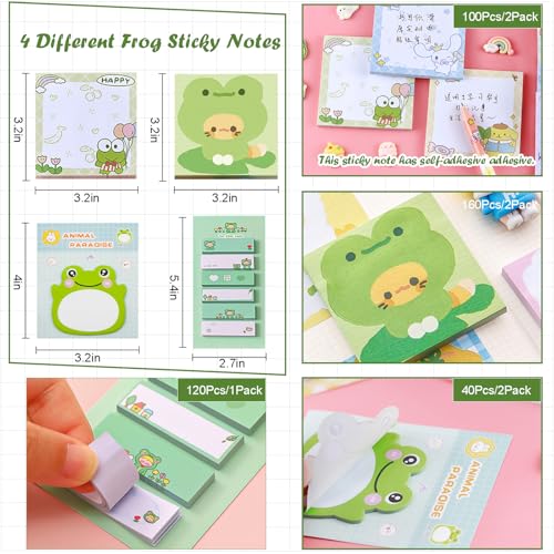 462Pcs Cute Frog Stationery Set, Kawaii Office Supplies Includes Fun Pencil Case Gel Ink Pens, Cartoon Sticky Notes Mini Notebooks Stickers Card Case As Bulk Party Gifts for Girls(Frog) - style: Frog