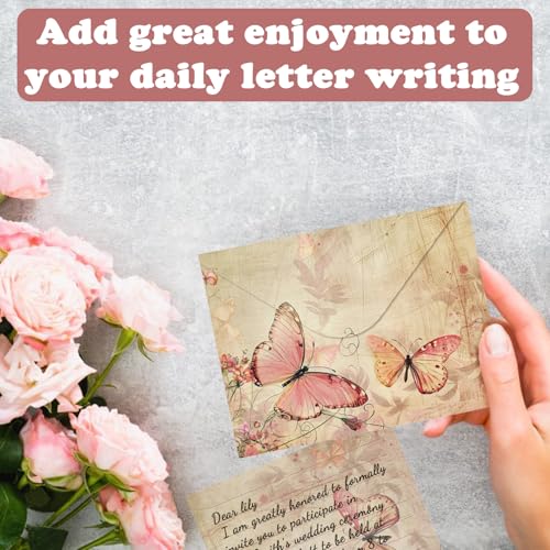 160 Pcs Stationery Set with Envelopes, 50 A5 Sheets of Stationery (10 Designs) with 50 Envelopes and 60 Stickers, Letter Writing Stationery for Home, Office, School, Set C - color: Vintage plant stationery