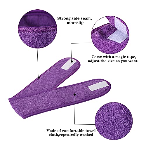 Facial Spa Headbands for Washing Face 4Pcs Makeup Shower Bath Wrap Sport - color: Blue, Mint Green, Purple, Rose