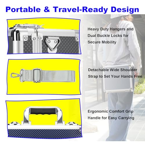 Lockable Trading Sports Card Case Storage Box Holder Organizer - color: Gray, size: Medium