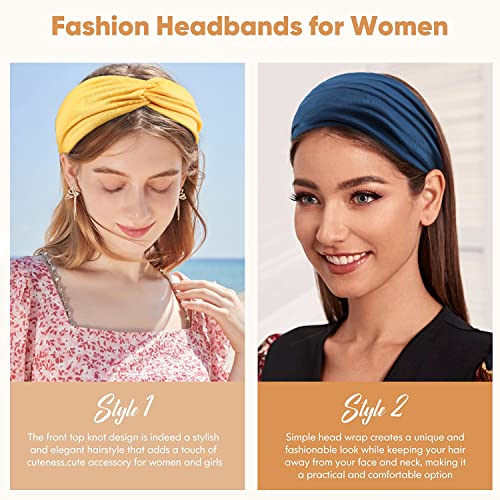 Wide Headbands for Women, Large Twist Headbands Boho Turban Headband Stretchy Head Wraps Yoga Head Bands For Women's Hair,Pack of 8 - color: Twist