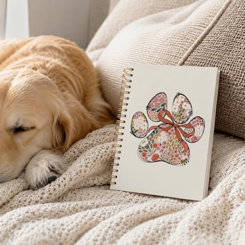 VONTP Boho Floral Dog Spiral Notebook, Dog Mom Lovers Owner Gifts - color: 006-Dog