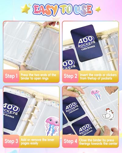 4 Pocket Card Binder for Girls, Cute A5 Clear Kpop Photocard Binder - color: A Off-White, size: 4-Pocket