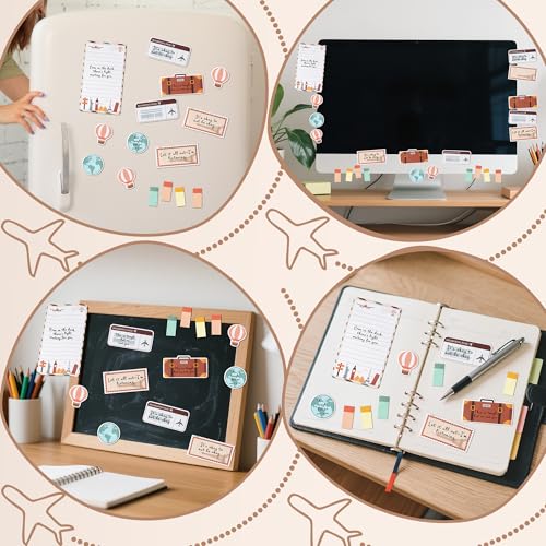 Xqumoi Let The Adventure Begin Sticky Notes Set - 550 Sheets - Travel Themed Self-Stick Notes Pads Divider Tabs Bundle Writing Memo Pads Journaling Planners Office Supplies Small Gift - color: 1pack-adventure