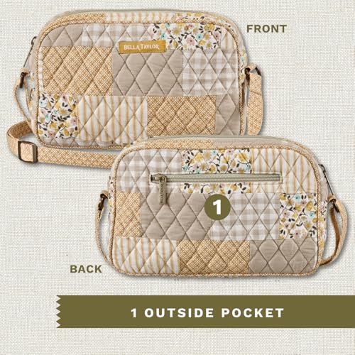 Bella Taylor Simple Crossbody, Quilted Handbag for Women - color: Prairie Meadow Patch