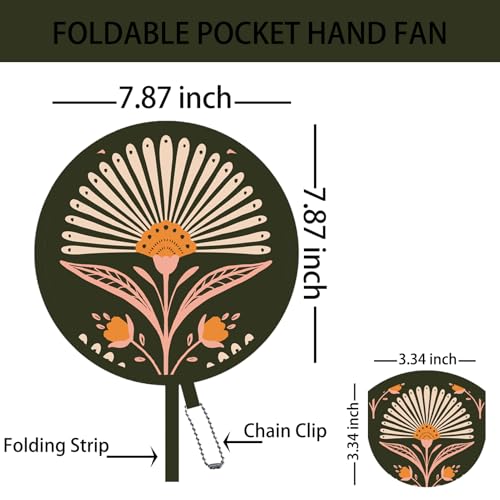 4 Pack Olive Boho Foldable Hand Fans – Pocket-Sized Cooling Fans for Daily Use, Hot Flashes, Menopause Relief, Travel & Outdoor (Olive Drab) - style: Olive Drab Boho