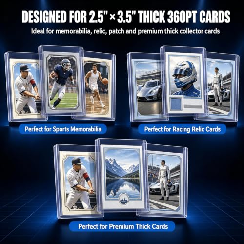 DEDC 50 Top Loader Thick Card Load Holder Storage for Trading Cards Sports Sleeves Hard Plastic 360 Point Protective Toploaders 3"x4" Rigid Memorabilia Collectibles - size: 360pt