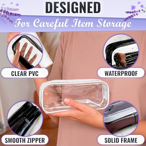 KETAR 2 Pcs Small Clear Makeup Bag for Purse, PVC Plastic (Black and White) - color: Clear Small Makeup Bags (2 Pcs)