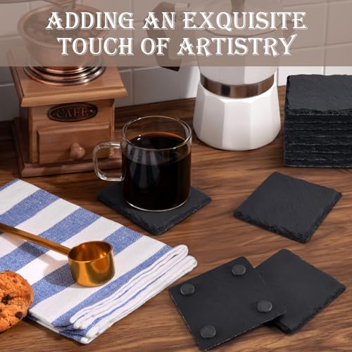 24 PCS Slate Coasters for Laser Engraving, Natural Stone Drink Coaster Bulk - color: 24 Pieces Square