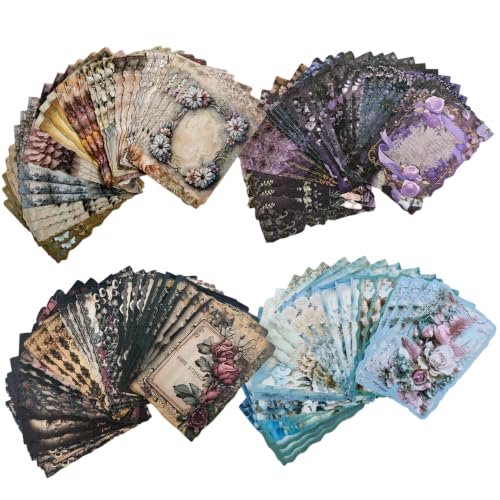 120 Sheets 4 Themes Vintage Scrapbook Paper Bundle, 4x5.5 Inch Pre-Cut Deckled Edge, Dark Academia Cottagecore Tea-Stained Floral Ephemera, Single-Sided for Junk Journal, Collage & Card Making - color: Multicolor 20
