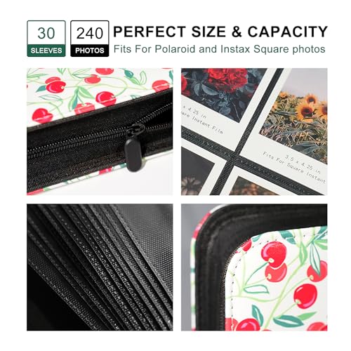 Large Polaroid Photo Album Binder, 240 Pockets. Cherry Print - color: Cherry Print