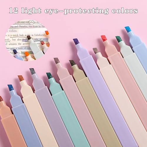 42 Pcs Big Capacity Pencil Pouch with Aesthetic School Supplies, 12 Pastel Highlighters, 5 Black Ink Gel Pens, 6 Mechanical Pencils Set 0.5 & 0.7mm, Sticky Notes, Stationary Set for Student(Purple) - color: Purple