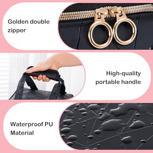 Uross Nail Polish Organizer Bag Holds 60 Bottles Nail Polish & Nail Lamp, Large Gel Polish Organizers and Storage box for Nail Tech, Nail Kit Supplies Organizer Case - Black - size: X Large - 9.5 x 8 x 12.4 inch (60 bottles)