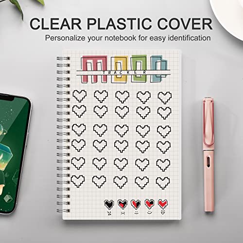 AHGXG A5 Graph Paper Notebook Spiral (3-Pack) Spiral Journal 5.7"x 8.3", Quad Ruled, with Thick 100gsm Square Grid Paper,80 Sheets Per Pack - color: Graph-Transparent, size: A5-3Pcs-Graph