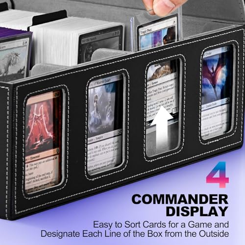UAONO 4-Row 3000+ Trading Card Storage Box with Commander Display - color: Black&Gray, size: 4-row