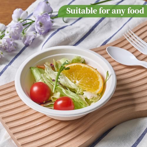 ECOLipak 1000 Pack 12 oz Paper Bowls Disposable, Compostable Bowls, White - color: 1000Pack-White